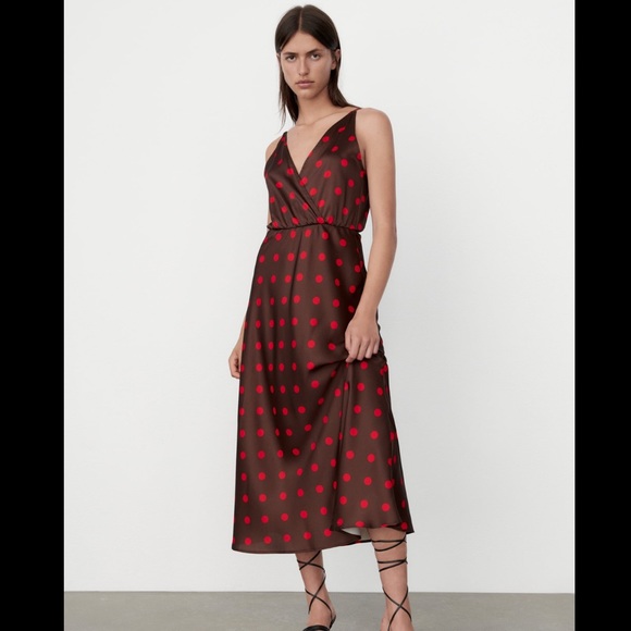 Polka Dot Satin Dress - Picture 3 of 10